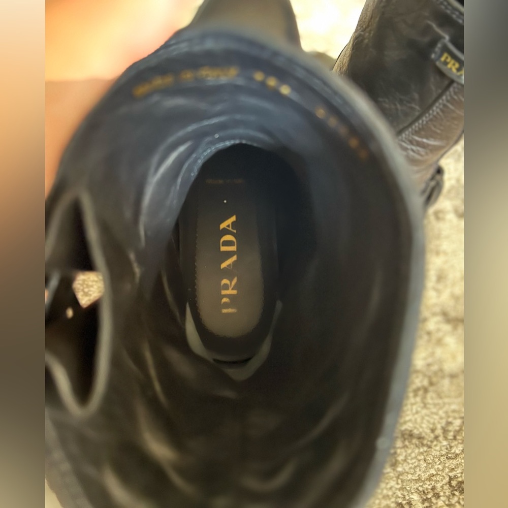 Prada Size 35.5 black leather biker boot - Picture 9 of 9